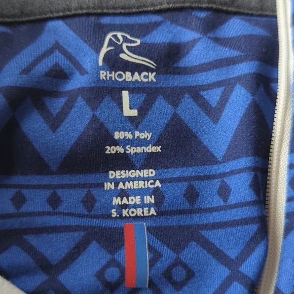 Rhoback Men's Performance Q-Zip Blue Geometric Pullover - Picture 2 of 5